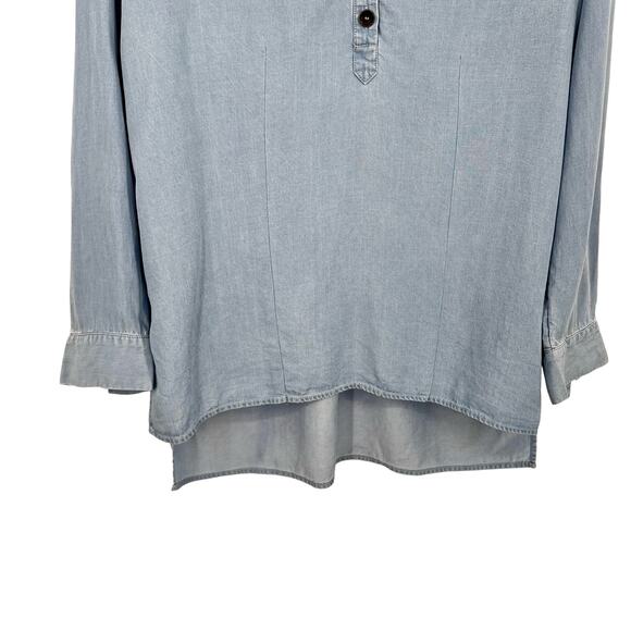 Soft Surroundings LARGE Blue Denim Chambray Long Sleeve Blouse Shirt Top Mature - Picture 5 of 8